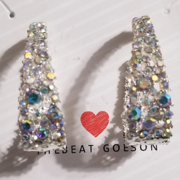 Iridescent Rhinestone Earrings - Picture 8 of 8